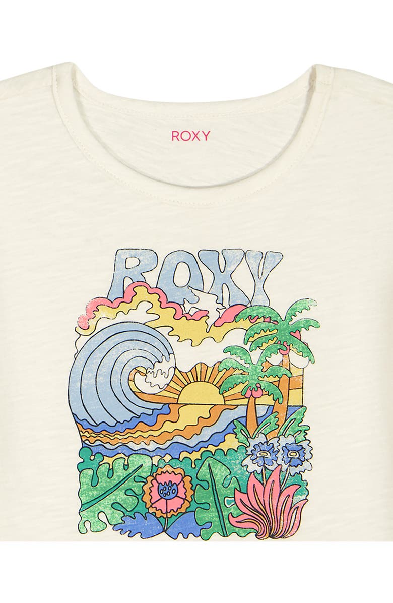 Roxy Ruffle Sleeve Graphic T-Shirt & Shorts Set, Alternate, color, White Multi
