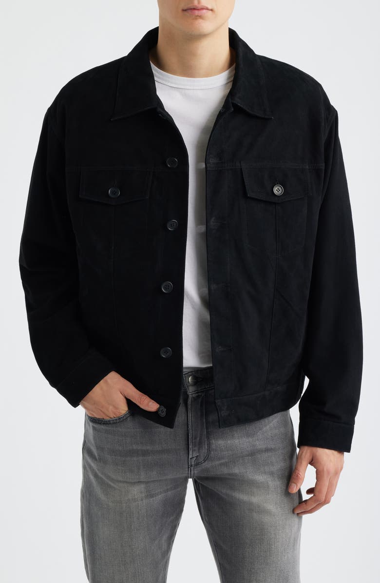 NN07 Roy Suede Trucker Jacket, Main, color, Black
