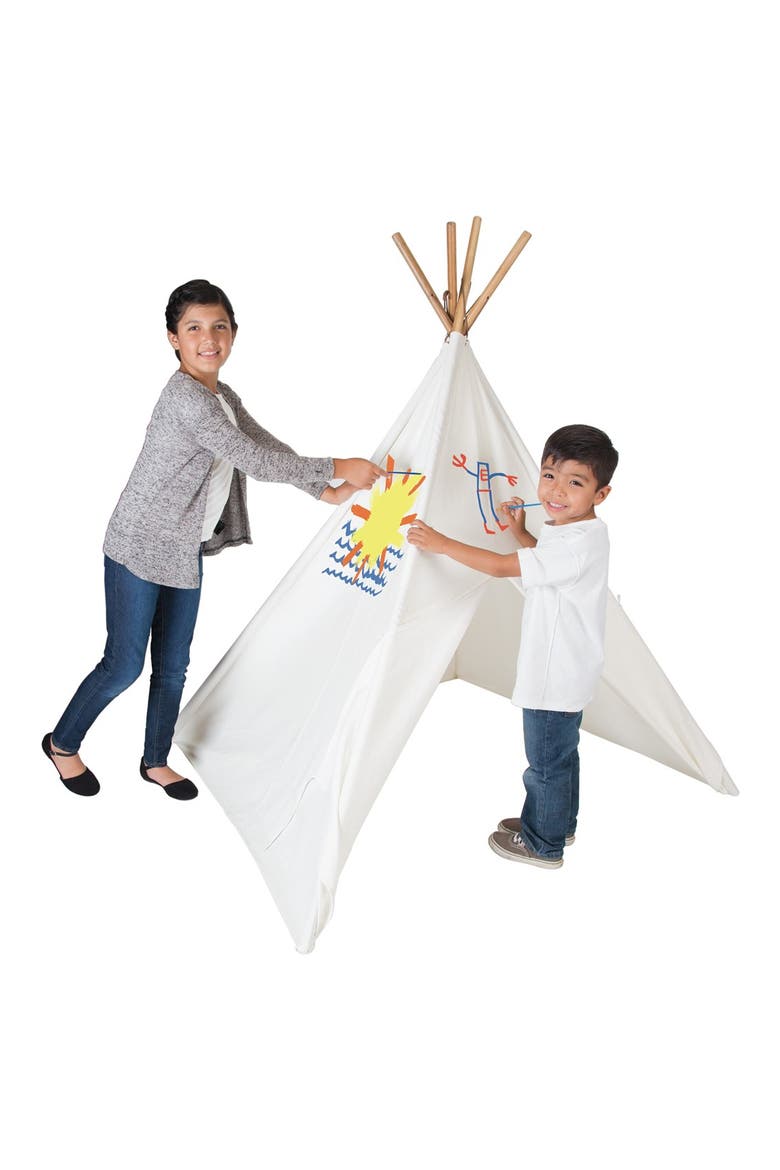 Cotton Canvas Tent with Paint Set, Alternate, color, BEIGE