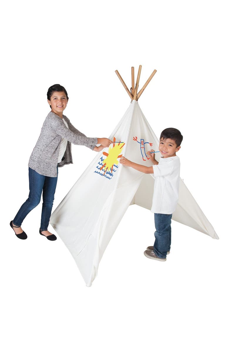 Pacific Play Tents Cotton Canvas Tent with Paint Set, Alternate, color, 