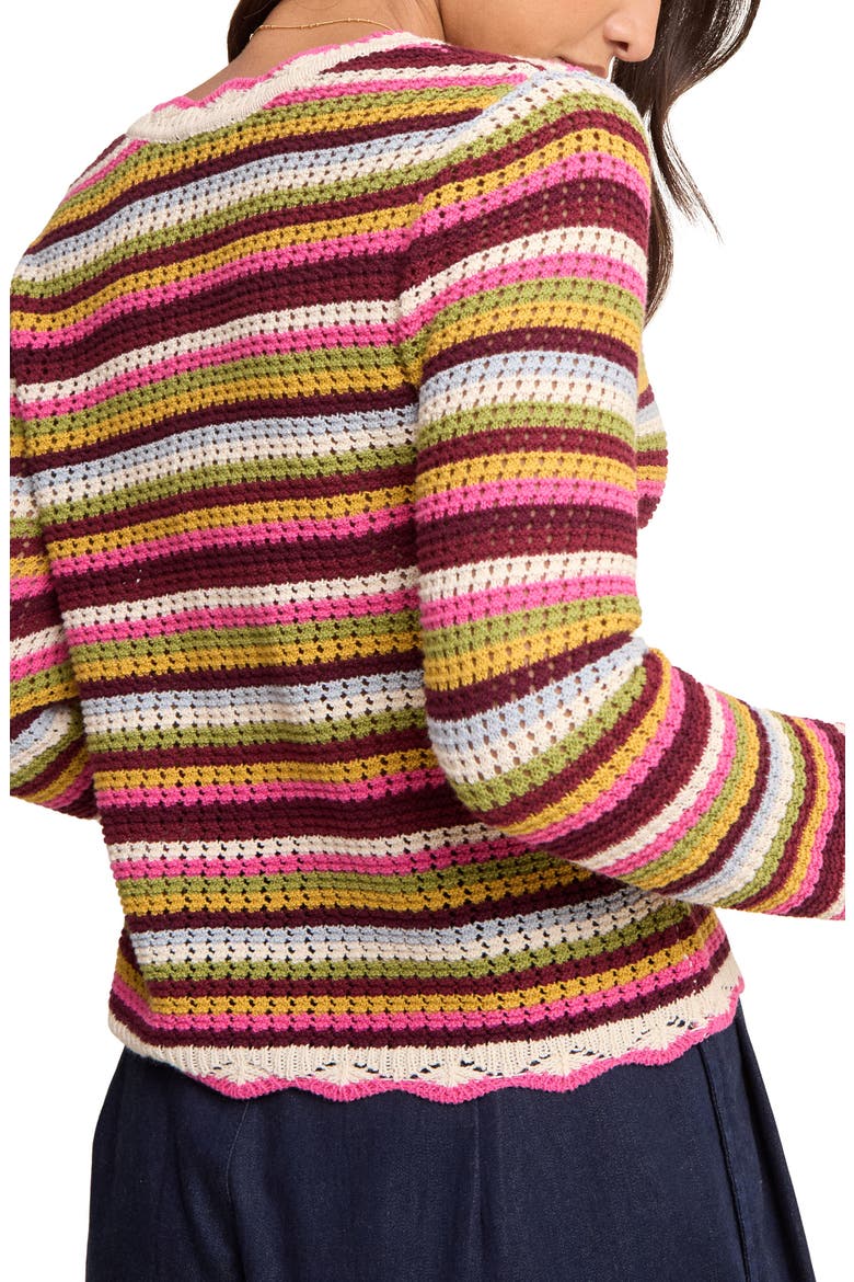 Stripe Scallop Trim Cardigan, Alternate, color, MULTI