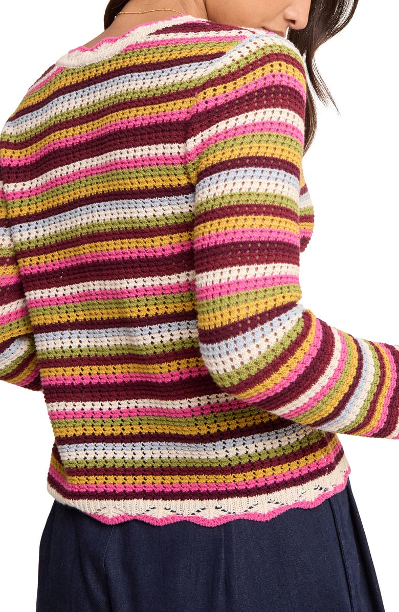 Nobody's Child Stripe Scallop Trim Cardigan, Alternate, color, Multi