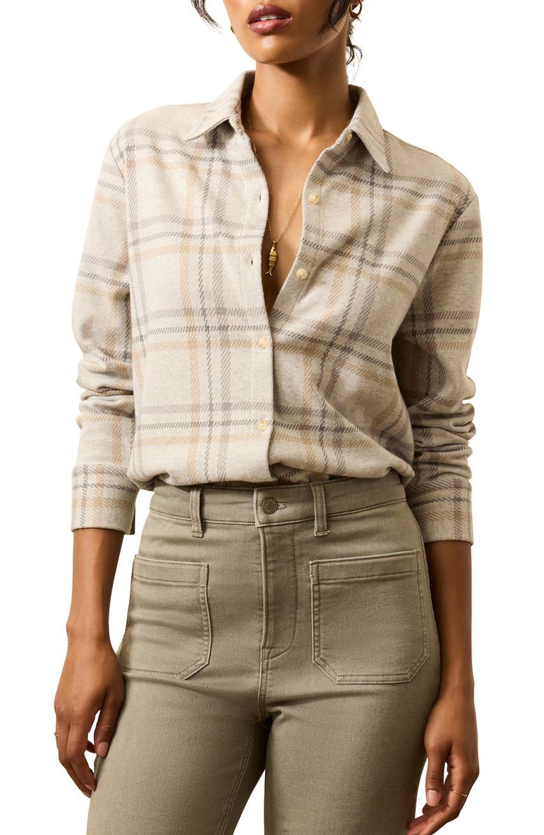 Faherty Legend Sweater Knit Plaid Button-Up Shirt, Main, color, Sandy Trails Plaid