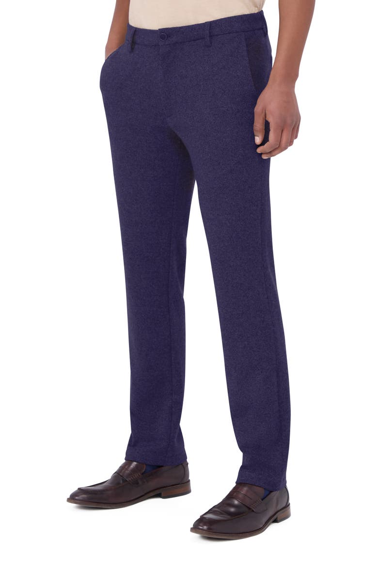 Flat Front Wool & Cotton Blend Chino Pants, Main, color, NAVY