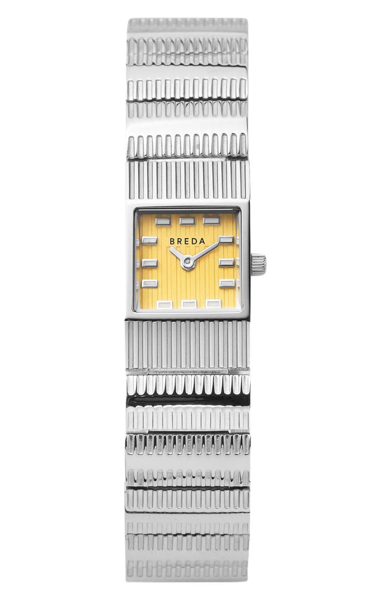 BREDA Groove Square Bracelet Watch, 16mm, Main, color, Silver/Yellow