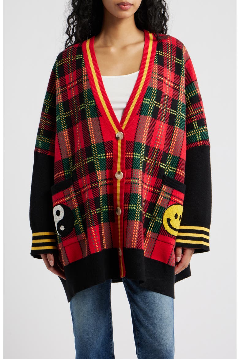 Do It Madly Plaid Cardigan, Main, color, RED PLAID