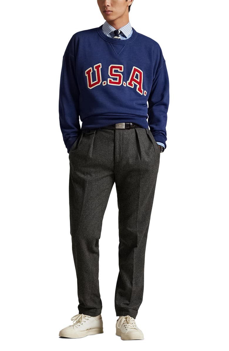 Polo Ralph Lauren Vintgae Fit USA Quarter Zip Sweatshirt, Alternate, color, Dark Cobalt