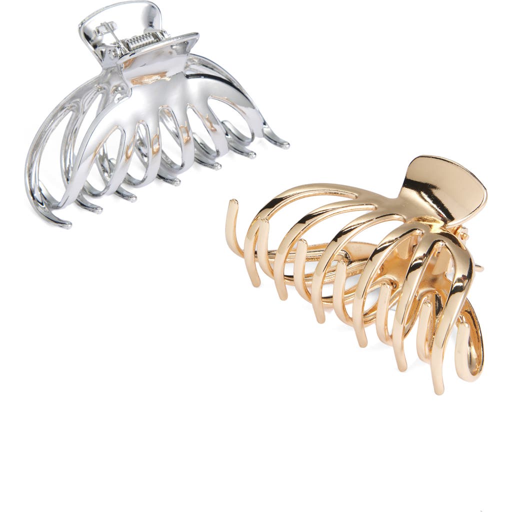 Tasha Assorted 2-pack Metallic Jaw Hair Clips In Gold Silver