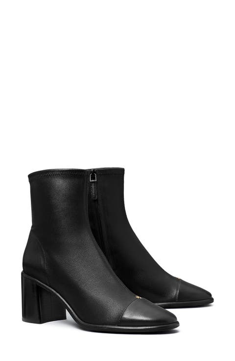ショートブーツ・ブーティ Tory Burch Black leather Miller ankle boots Tory Burch Miller 50 Leather Lug-Sole Booties | Saks Fifth