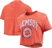 PRESSBOX Women's Pressbox Orange Clemson Tigers Edith Vintage Burnout Crop T-Shirt