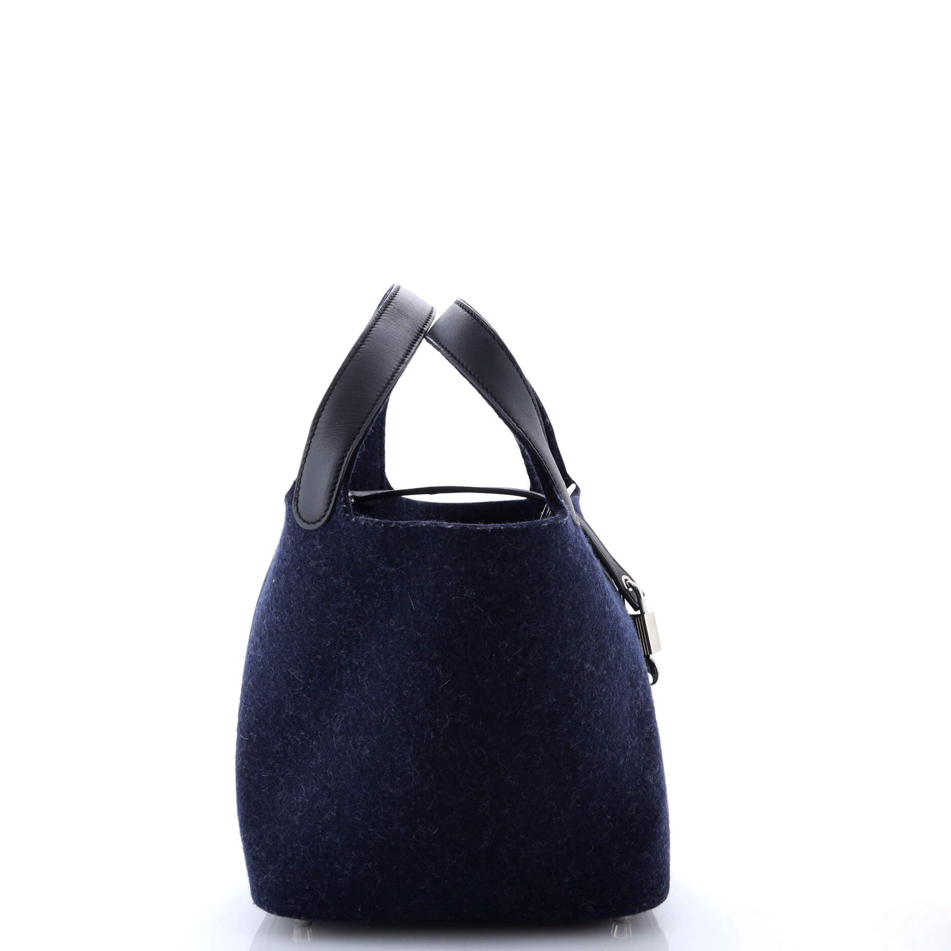 Pre-Owned Hermes Picotin Lock Bag Felt with Leather PM, Alternate, color, Bleu Nuit