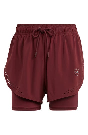 Adidas By Stella Mccartney Truepace 2-in-1 Running Shorts In Burgundy