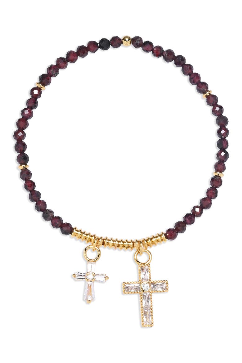Genevieve Set of 3 Beaded Stretch Bracelets, Alternate, color, GOLD