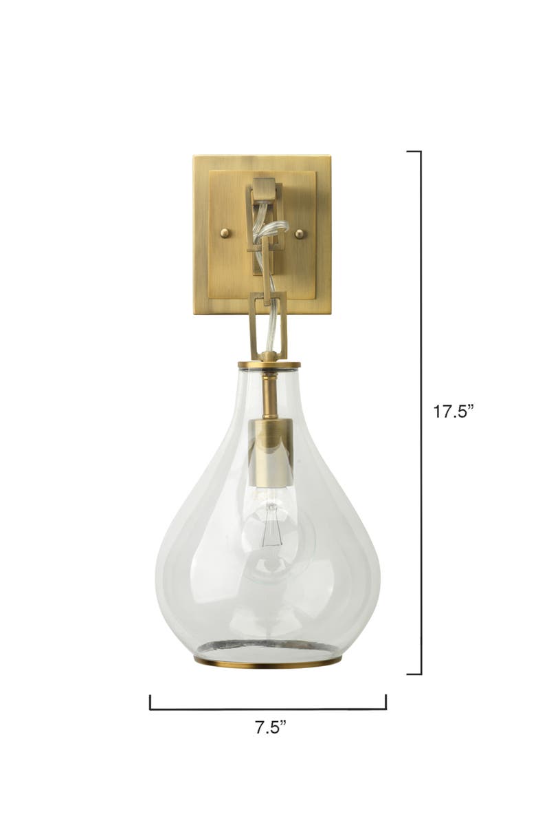 JAMIE YOUNG Tear Drop Hanging Wall Sconce, Clear Glass and Antique Brass, Alternate, color, Antique Brass