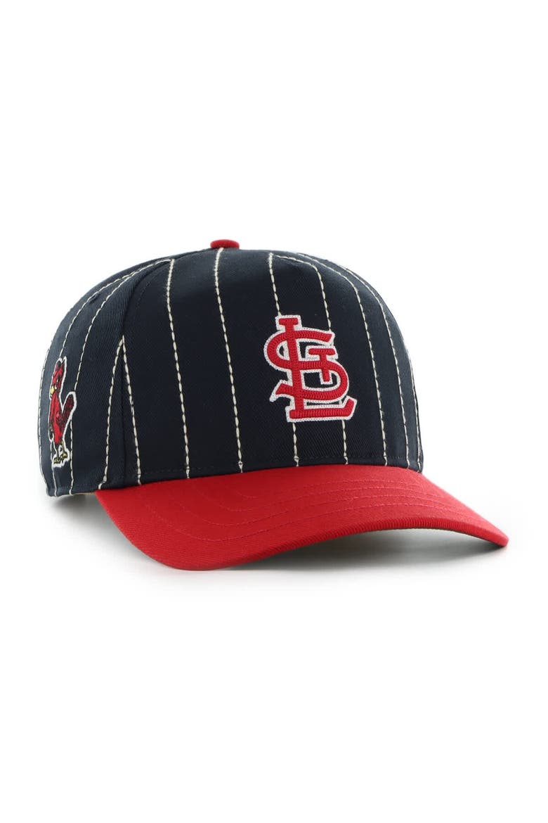 Men's '47 x Rawlings Navy/Red St. Louis Cardinals Pinstripe Hitch Adjustable Hat, Main, color, Navy