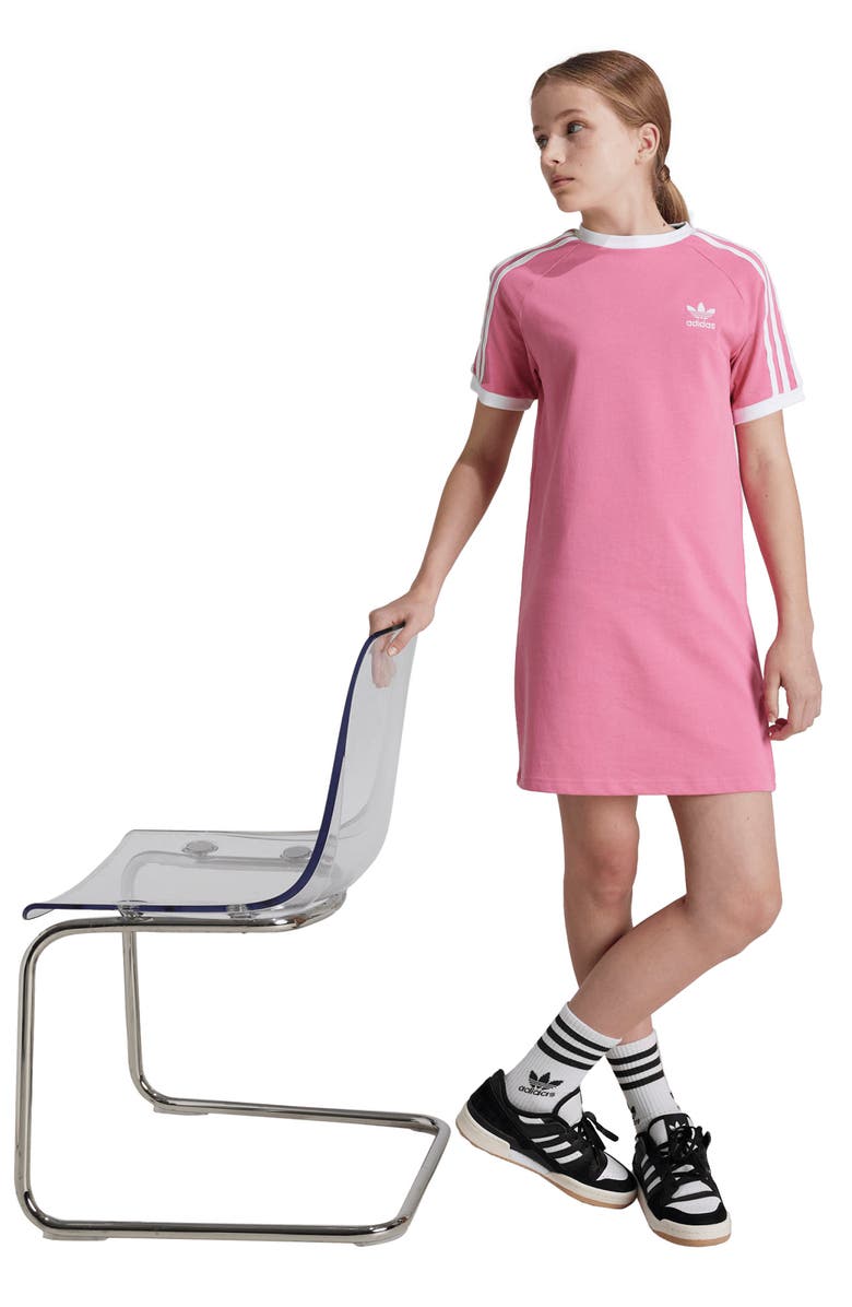 adidas Kids' 3-Stripes Cotton T-Shirt Dress, Alternate, color,