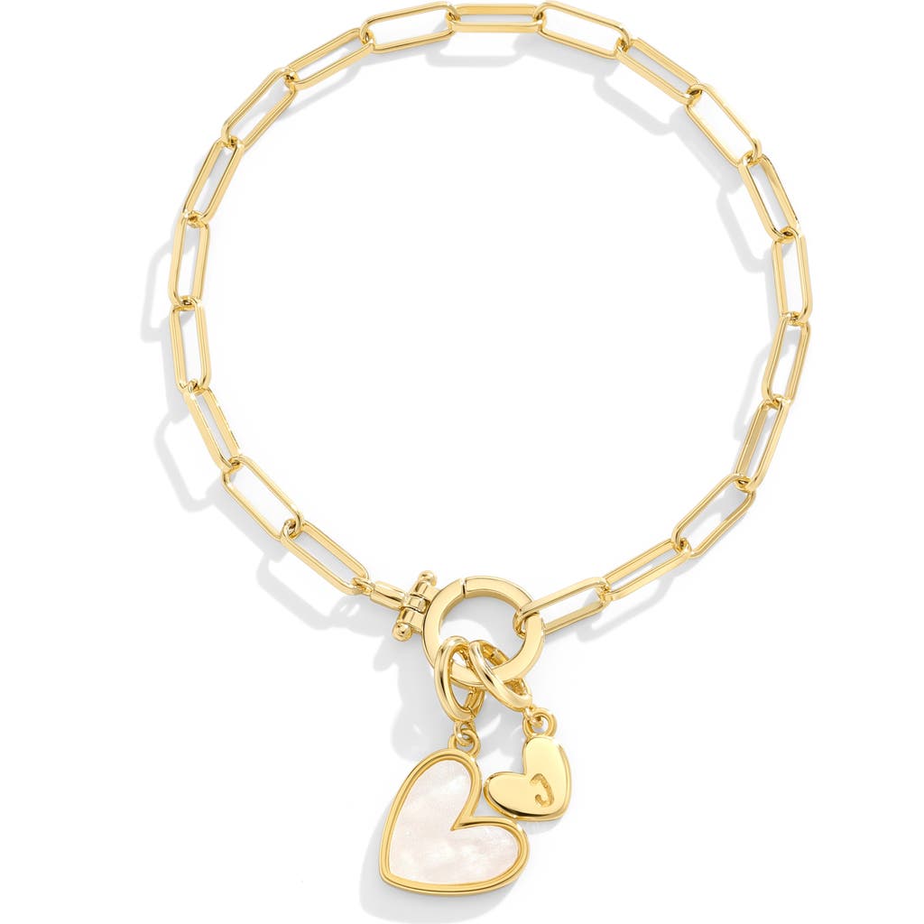 Mint & Lily Mother Of Pearl Initial Heart Charm Bracelet