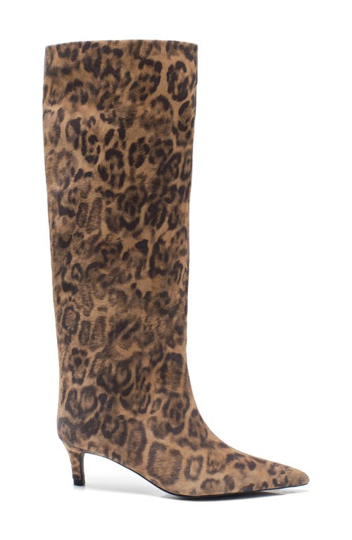 Free People Kiki Kitten Heel Boots Spotted Leopard In Brown