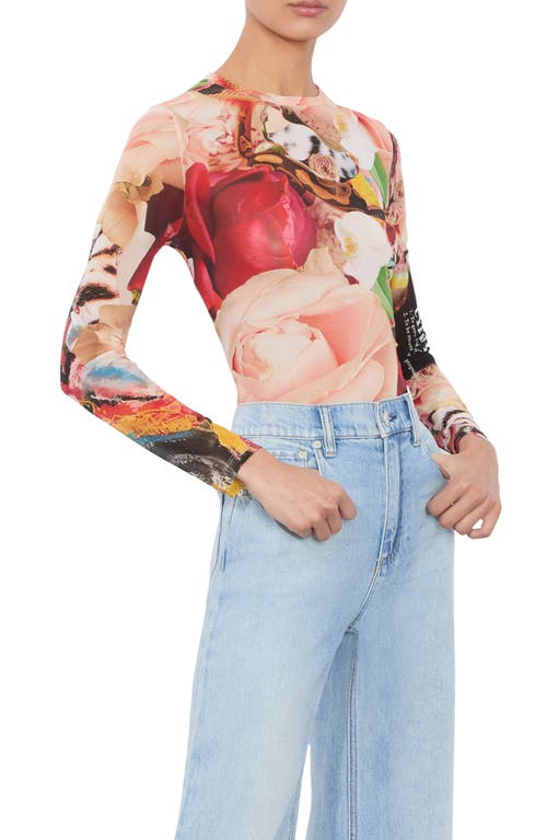 Alice And Olivia X Kelly Dabbah Delaina Mesh Long-sleeve Top In Thrive