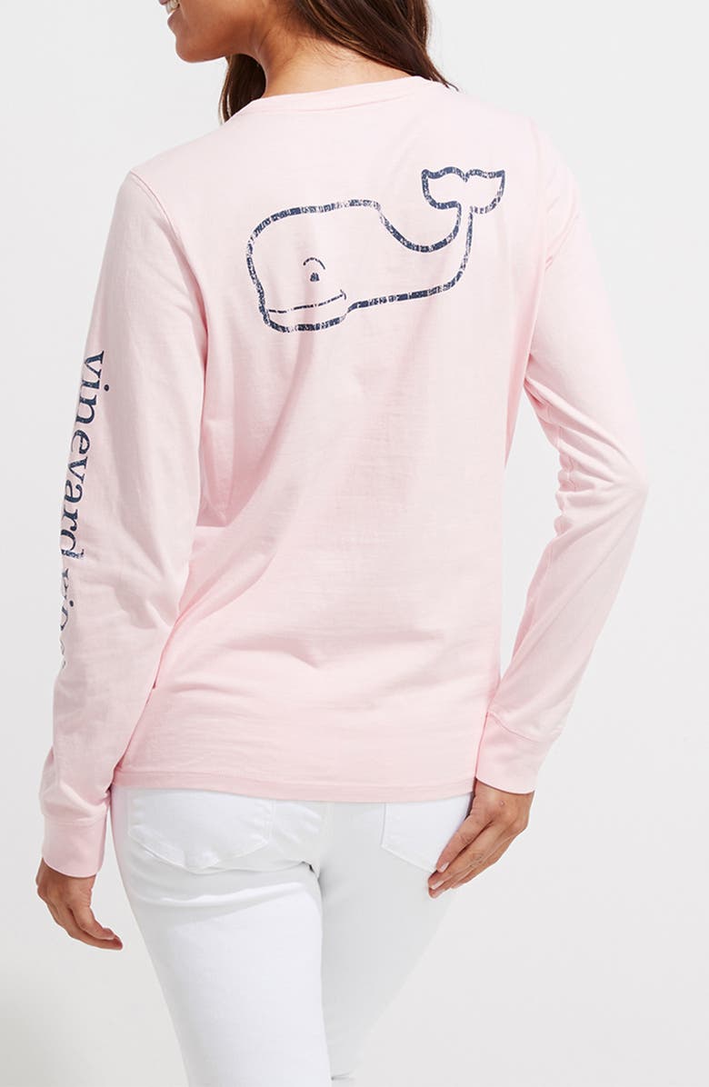 vineyard vines Whale Long Sleeve Pocket Graphic Tee, Alternate, color, Flamingo