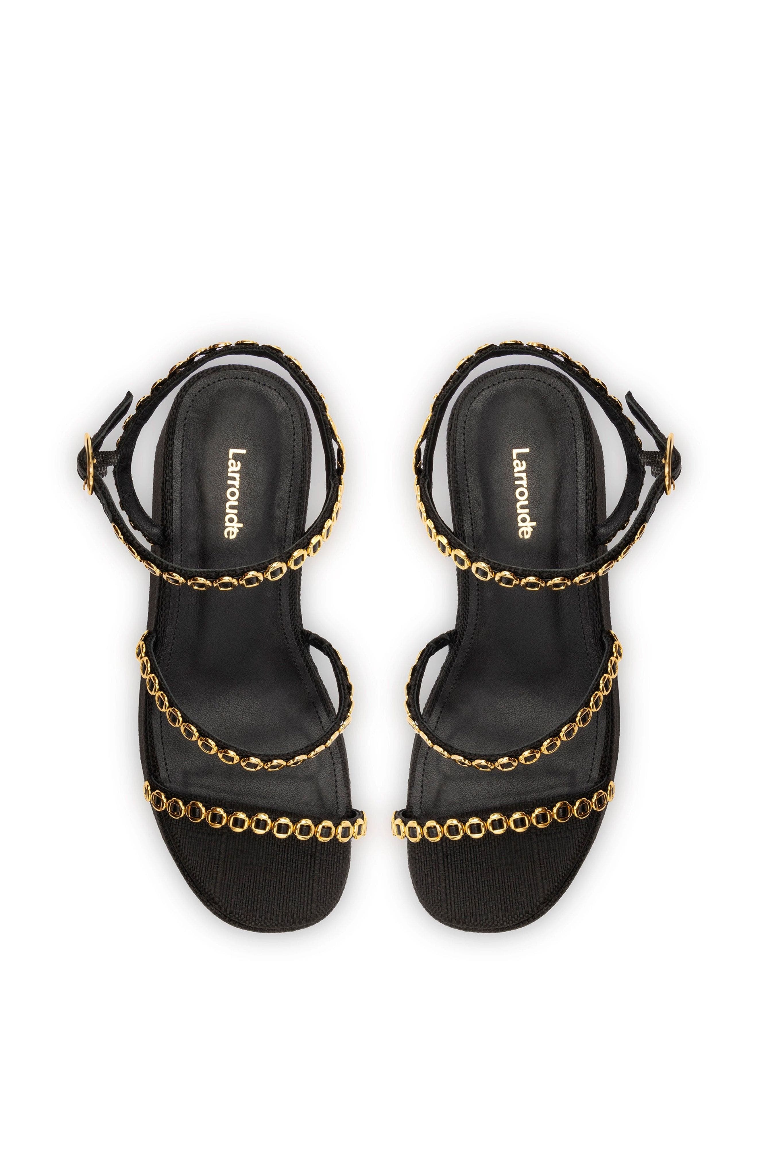 Larroudé Gio Milanina Flatform Sandal, Alternate, color, Black