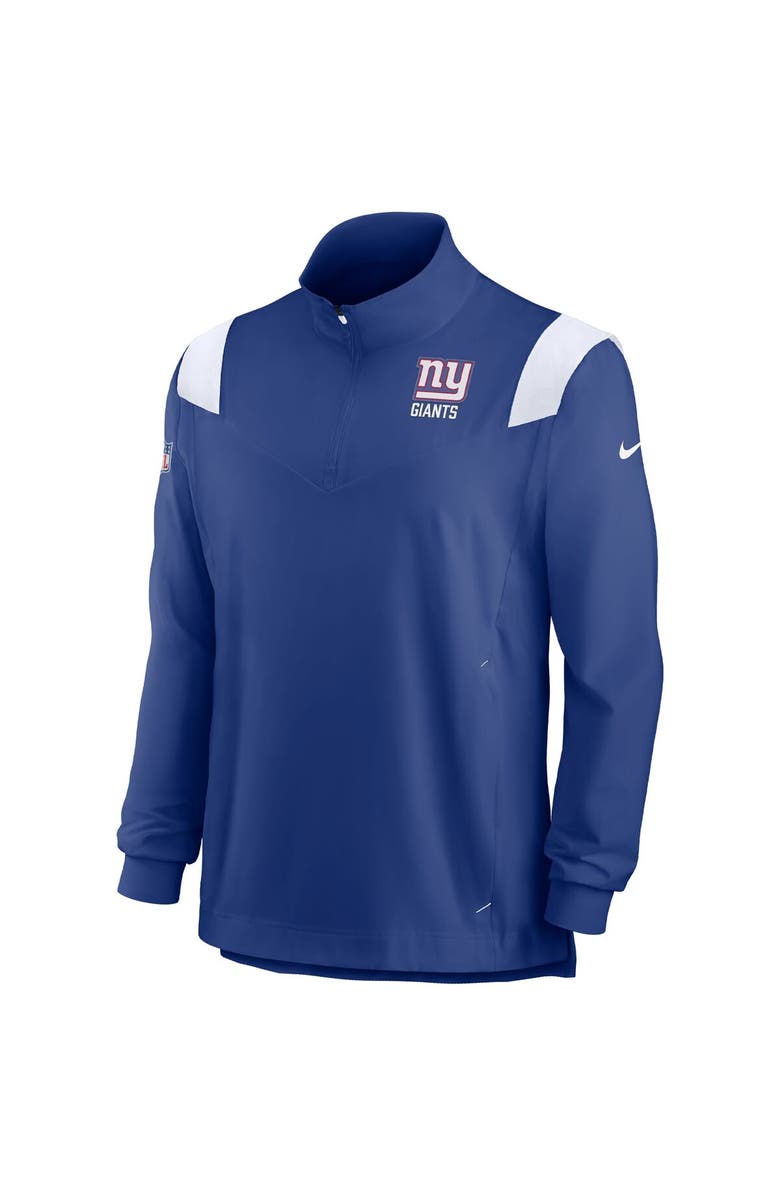 Nike Men's Nike Royal New York Giants Sideline Coach Chevron Lockup Quarter-Zip Long Sleeve Top, Alternate, color, 