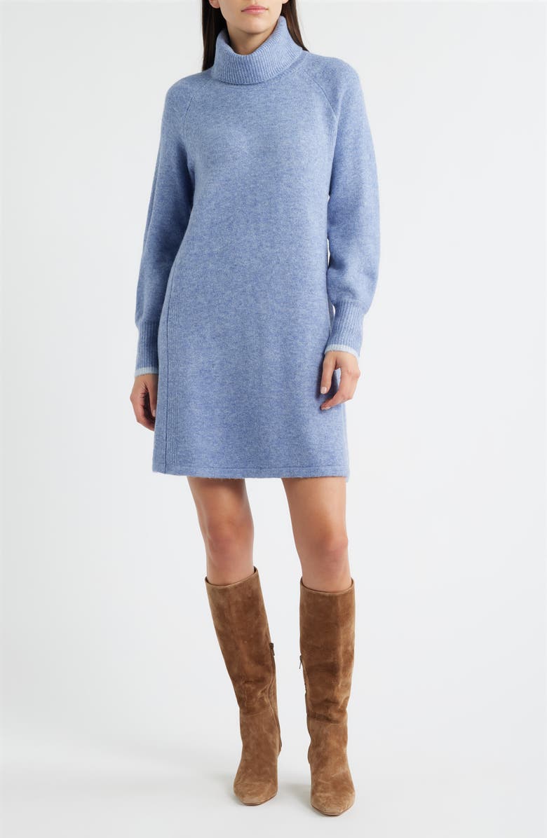 Hatley Turtleneck Long Sleeve Sweater Dress, Main, color, Navy