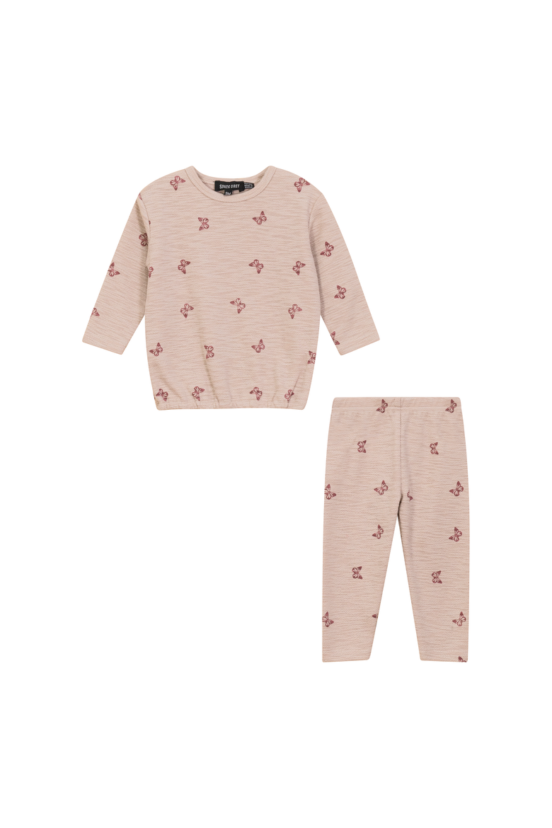 Butterfly Turtle Printed Top and Pants Set, Main, color, Nude