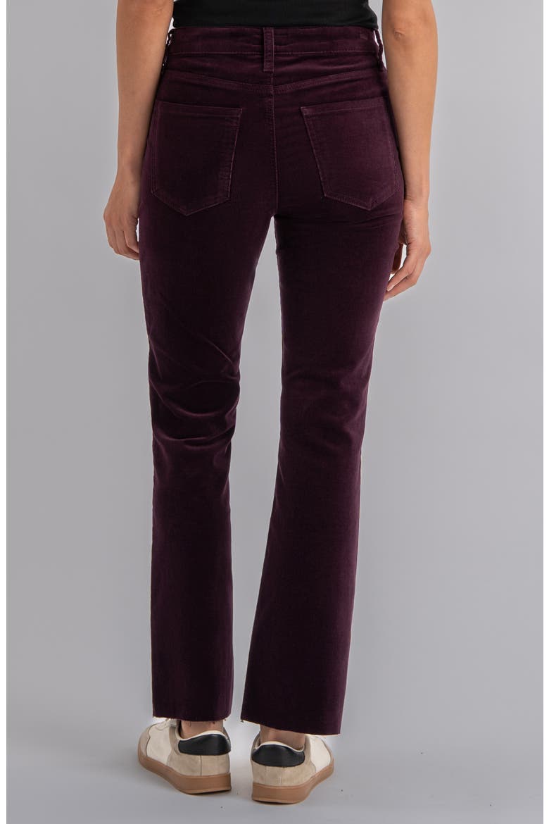 Kelsey Fab Ab High Waist Raw Hem Ankle Kick Flare Corduroy Pants, Alternate, color, EGGPLANT JM