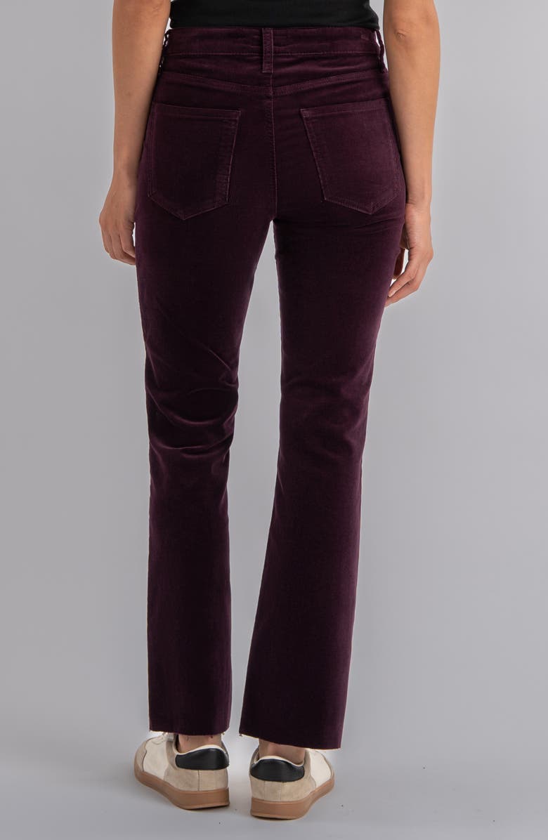 KUT from the Kloth Kelsey Fab Ab High Waist Raw Hem Ankle Kick Flare Corduroy Pants, Alternate, color, Eggplant