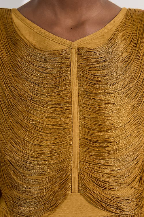 Karen Millen Draped Fringe Knitted Top In Gold