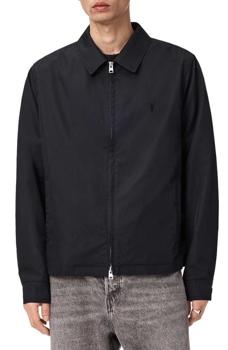 AllSaints Trey Cotton Blend Jacket, Main, color, Jet Black