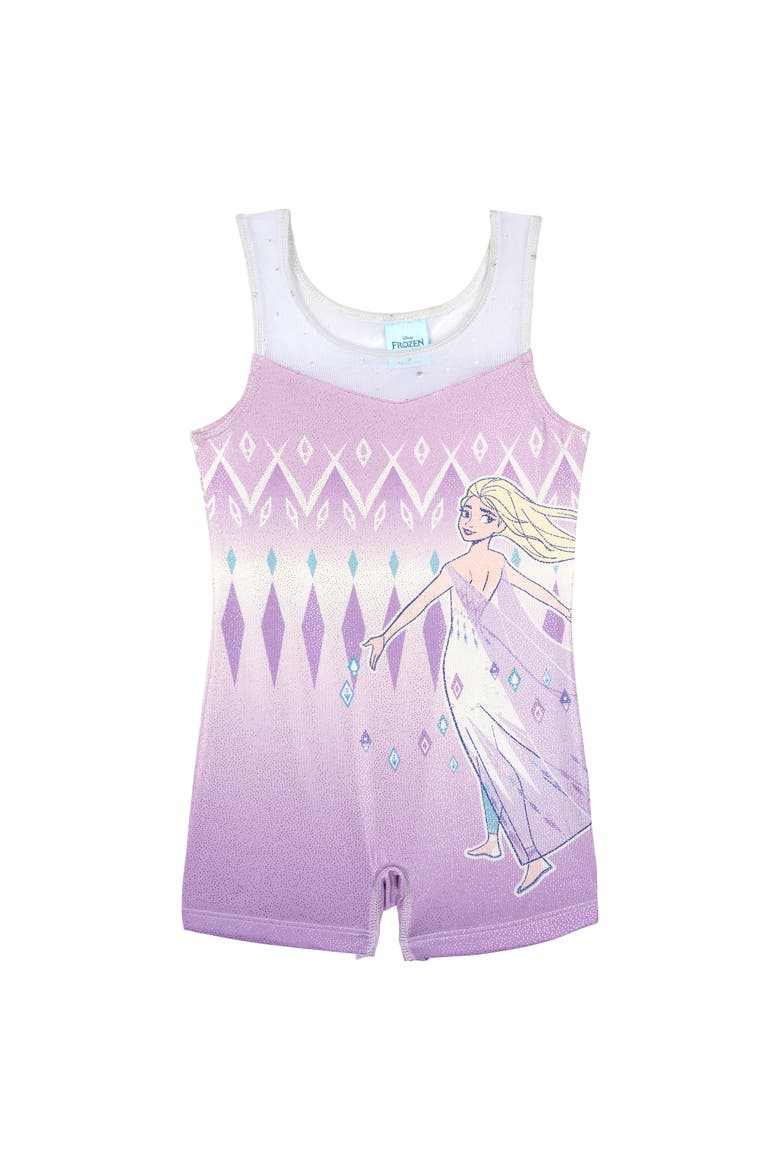 Frozen Queen Elsa Sleeveless Gymnastics One Piece Romper, Main, color, Lilac Elsa