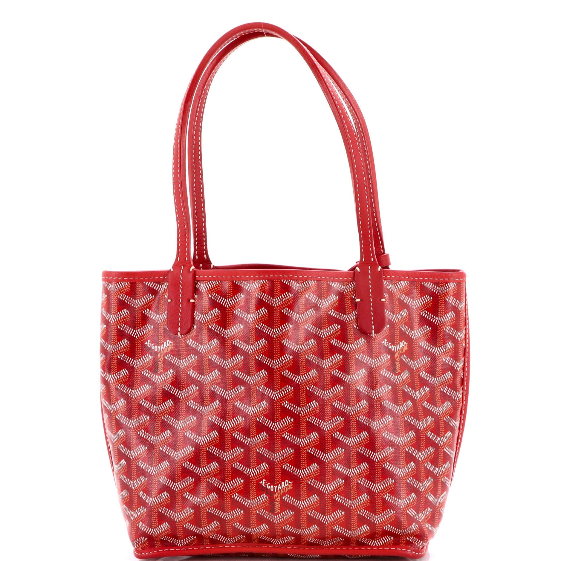 Pre-Owned Goyard Anjou Reversible Tote Coated Canvas Mini, Main, color, Red
