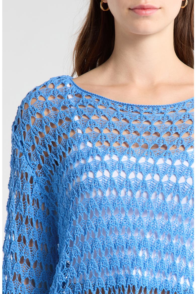 Willa Cotton Blend Open Stitch Sweater, Alternate, color, BLUE