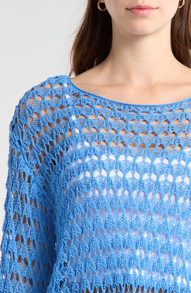 PacSun Willa Cotton Blend Open Stitch Sweater, Alternate, color, Blue
