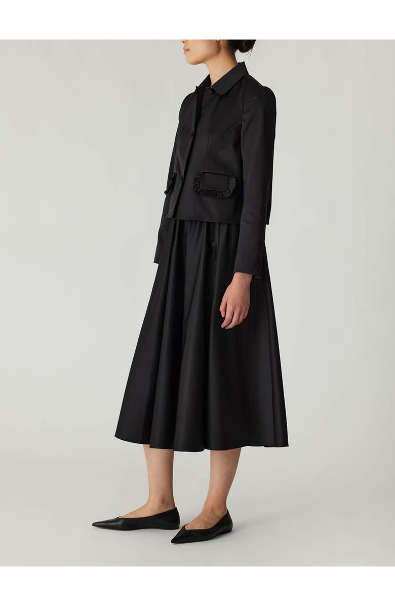 Rebecca Taylor Techy Sateen Ruffle Pocket Jacket, Alternate, color, Black