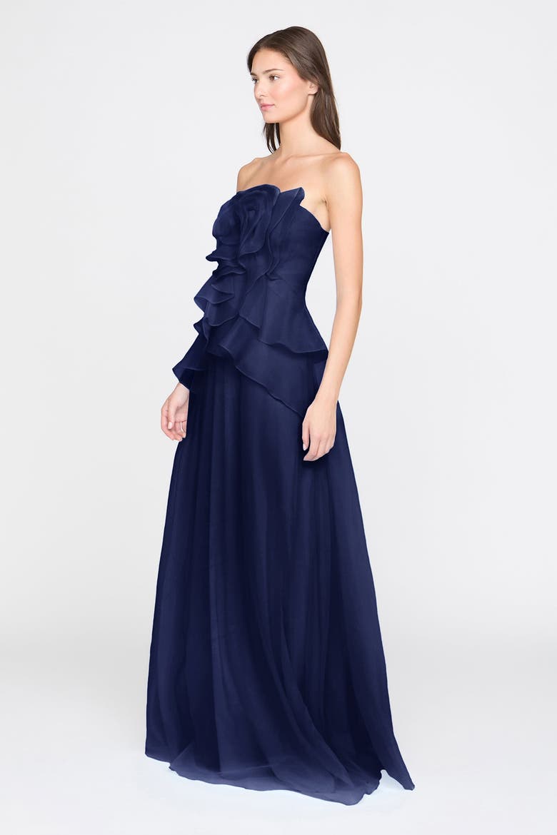 Gilda Draped Rose Gown, Alternate, color, Nautical Navy