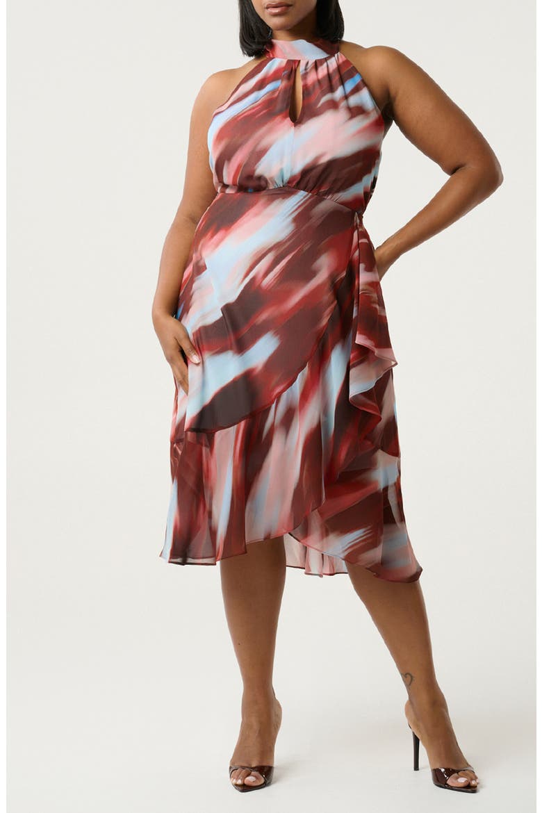 Madelena Print Tie Back Dress, Main, color, SUNKISSED SKY