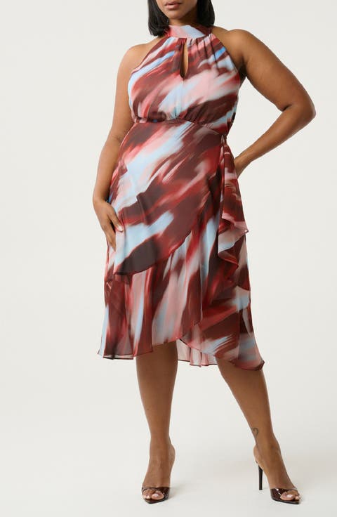 Madelena Print Tie Back Dress (Plus)