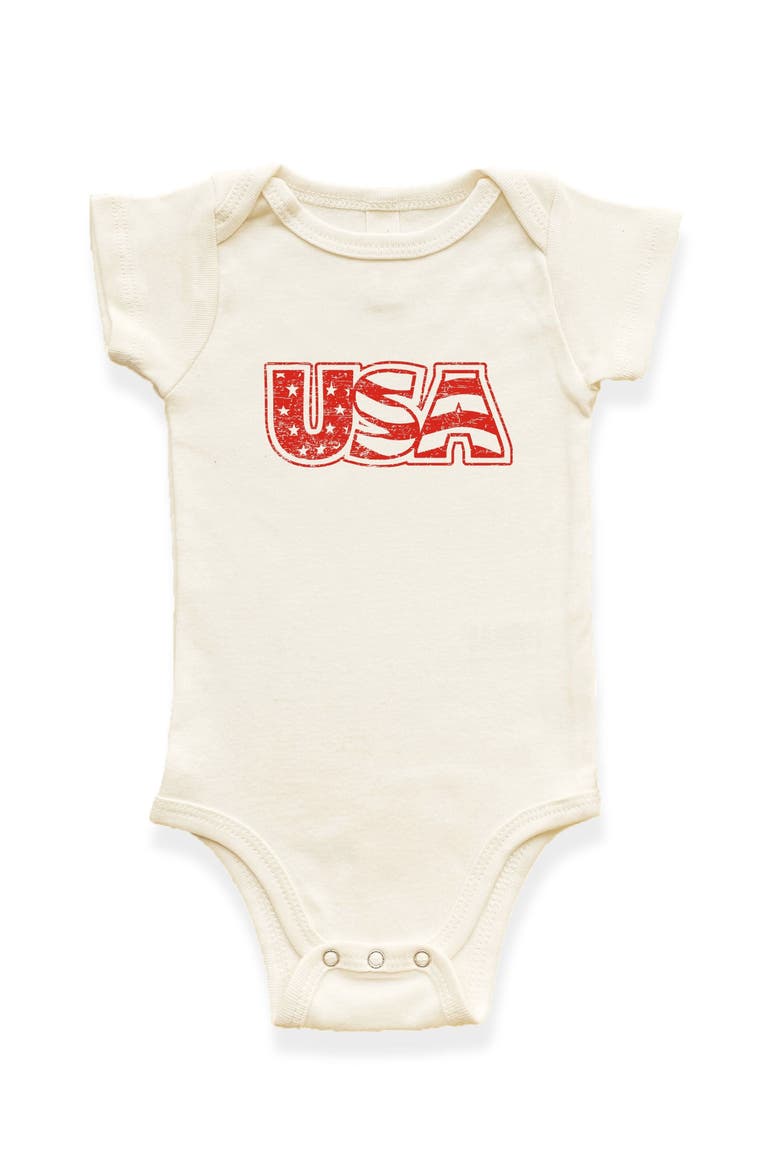 USA Organic Cotton Baby Bodysuit Short Sleeve, Main, color, Natural