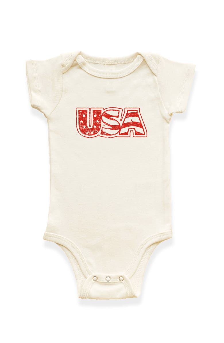 Tenth & Pine USA Organic Cotton Baby Bodysuit Short Sleeve, Main, color, Natural