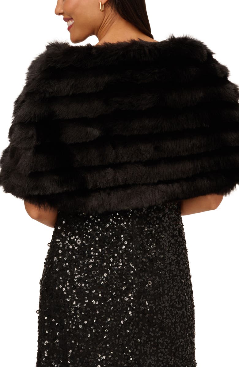 Adrianna Papell Brooch Detail Faux Fur Capelet, Alternate, color, 