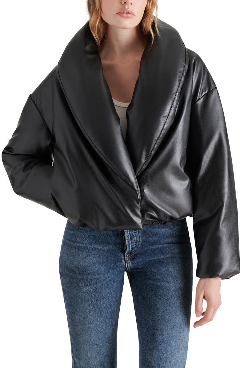 Steve Madden Evy Faux Leather Puffer Coat, Main, color,