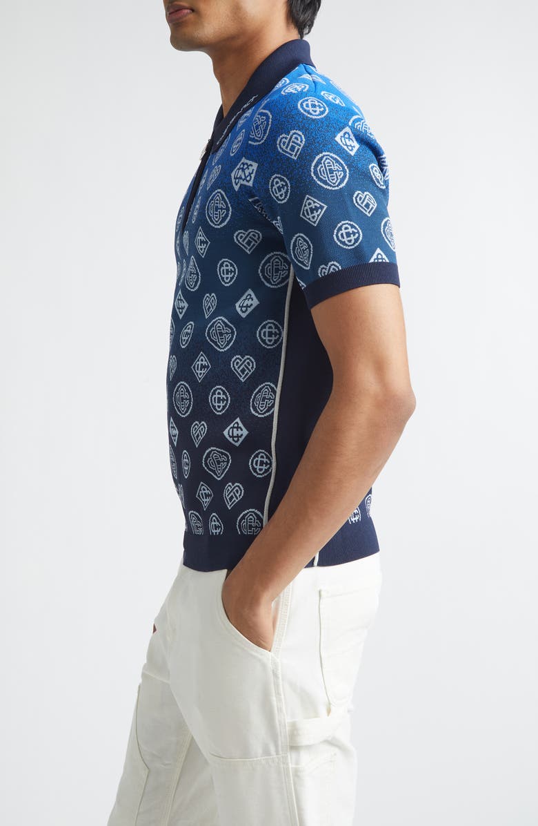 Casablanca Gradient Monogram Jacquard Polo Sweater, Alternate, color, Viscose Blend