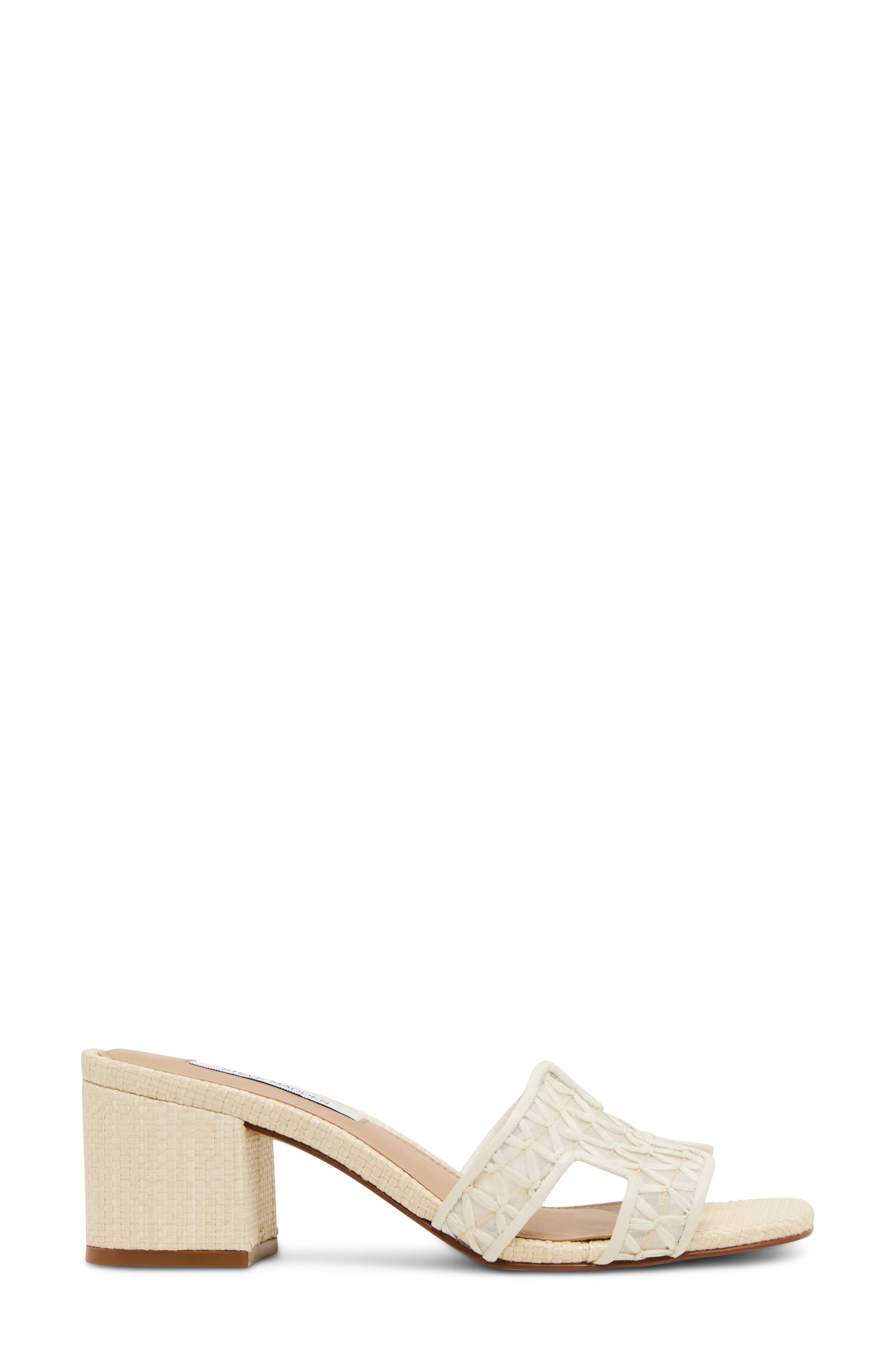 Steve Madden Hydie Block Heel Sandal, Alternate, color, Bone Raffia