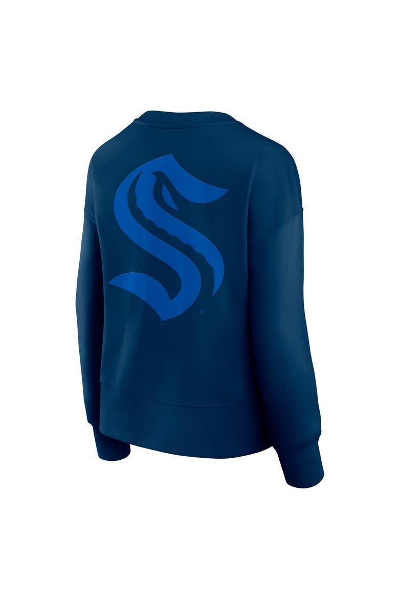 Women's Fanatics  Navy Seattle Kraken Elements Flow Pullover Sweatshirt, Alternate, color, Navy