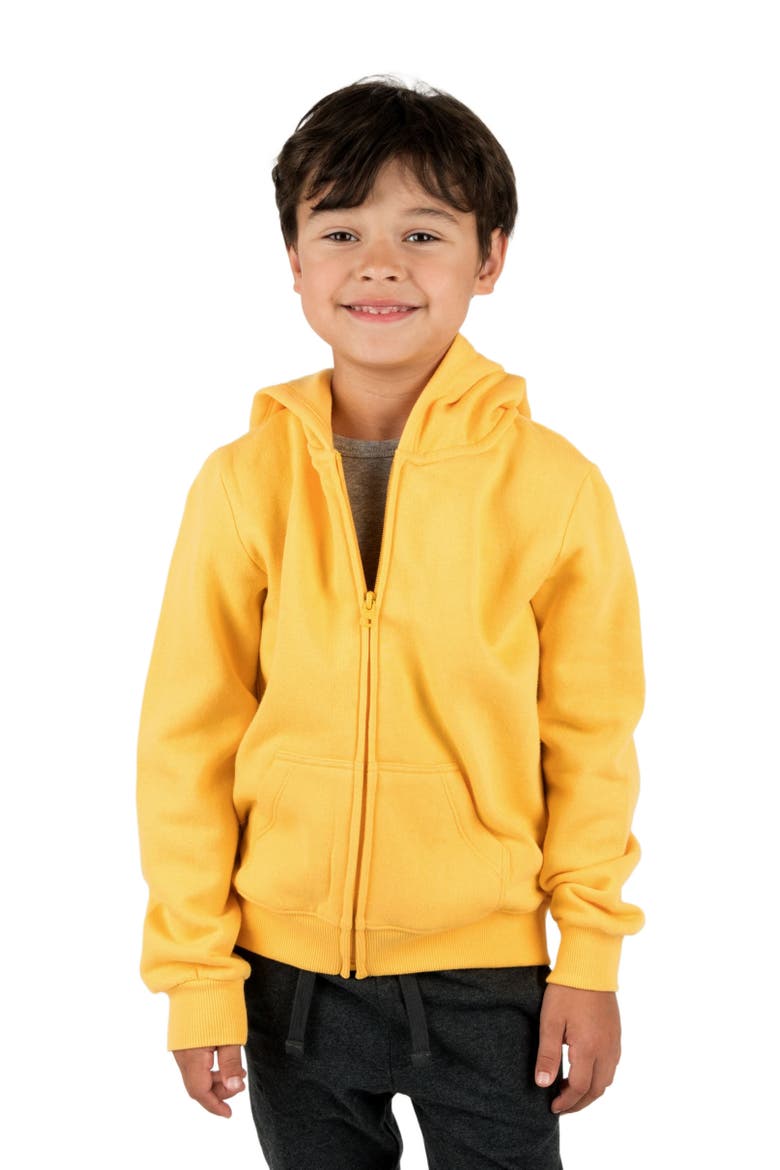 Kids Zip-Up Sweatshirt Hoodie, Cotton Blend, Solid Colors, Main, color, YELLOW