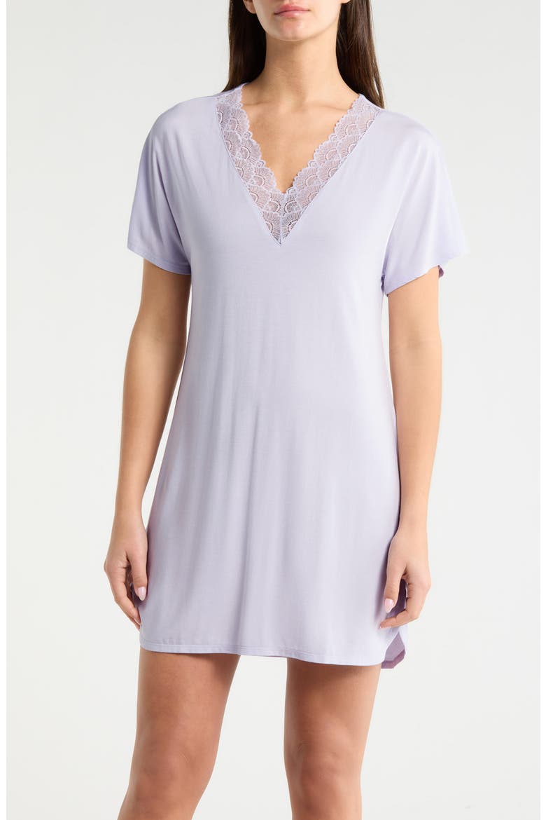 Moonlight Eco Lace Trim Nightshirt, Main, color, PURPLE PUFF