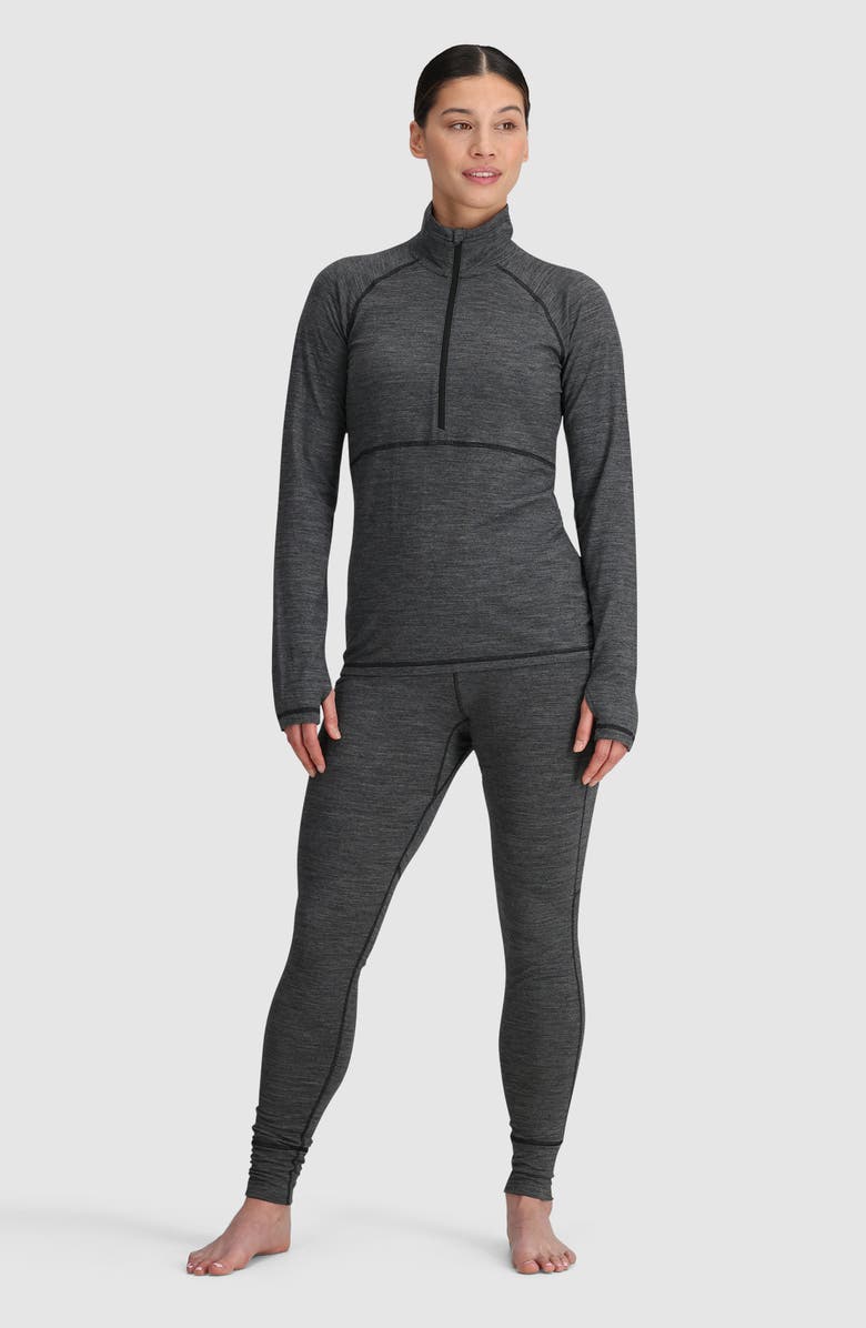 Outdoor Research Alpine Onset 150 Merino Wool Blend Base Layer Half Zip Pullover, Alternate, color, Black Heather
